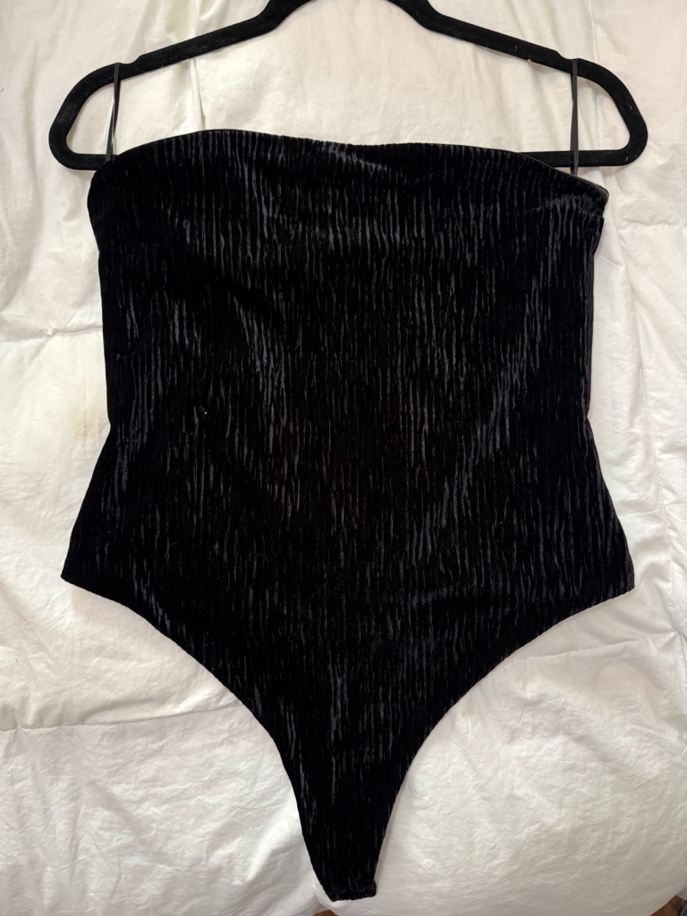 naked wardrobe Black Velvet Strapless Bodysuit One-Piece